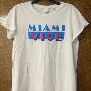 H&M White Blue Graphic Short Sleeve Tee